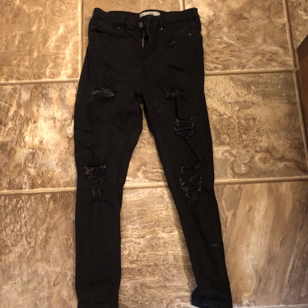 Black distressed topshop jeans